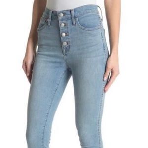 Madewell Blue Light Wash Button Fly High Rise Skinny Jeans